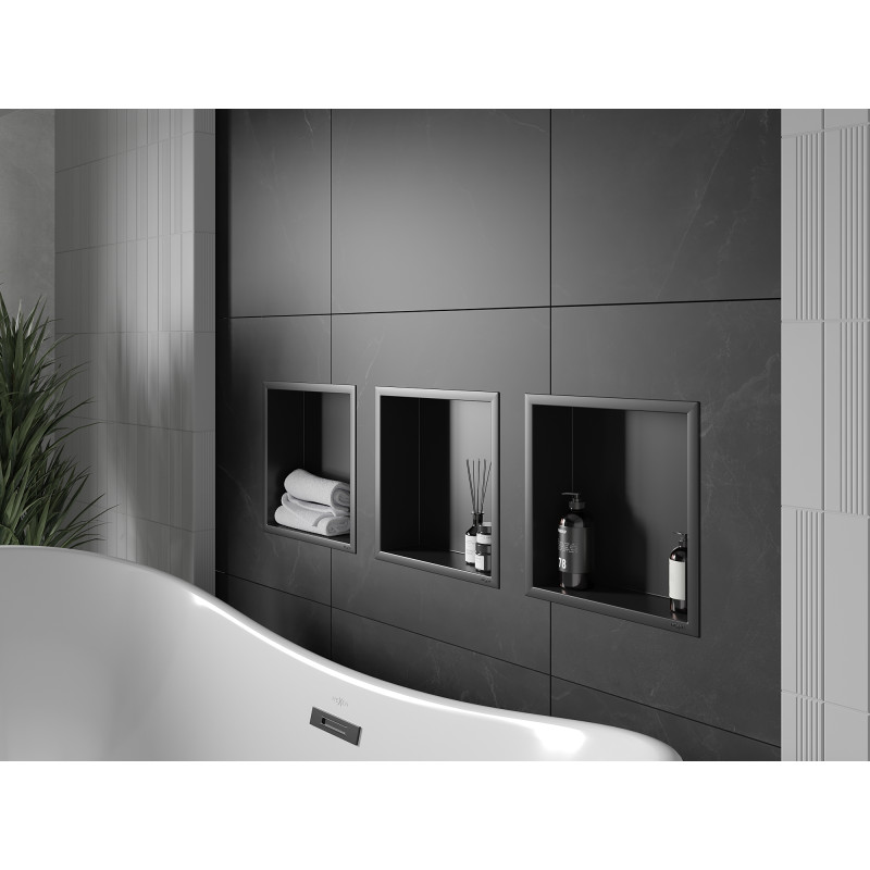 Mexen X-Wall-R Einbauablage mit Flansch 30 x 30 cm, schwarz - 1970303010