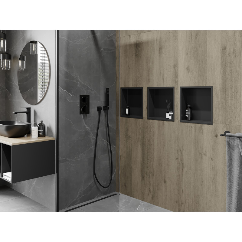 Mexen X-Wall-R Einbauablage mit Flansch 30 x 30 cm, schwarz - 1970303010
