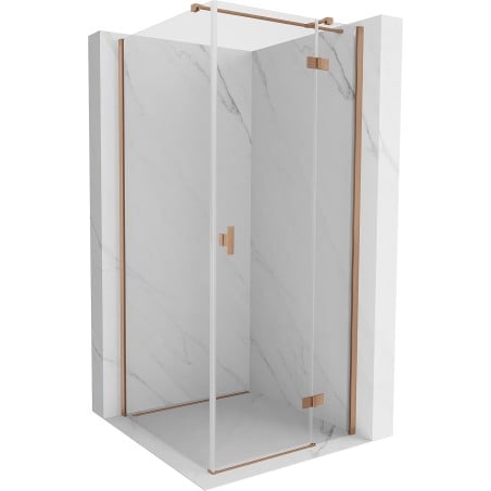 Mexen Mist-H T Duschkabine schwenkbar rechts 80 x 80 cm, transparent, gebürstetes Kupfer - 8A5T-080-080-65-00-P
