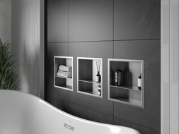 Mexen X-Wall-R Nischenregal mit Flansch und Regal 30 x 30 cm, Inox - 1910303010S