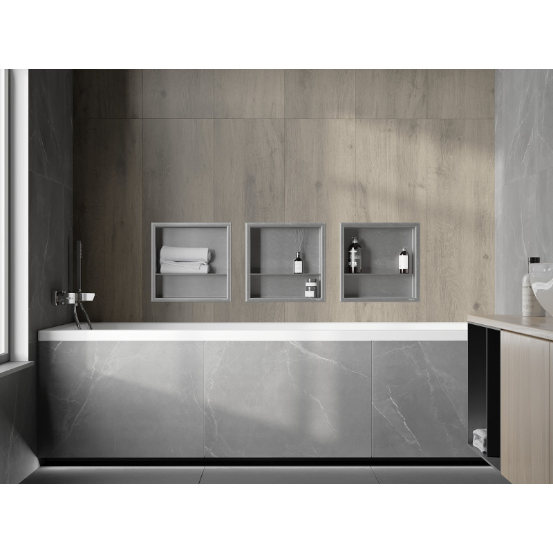 Mexen X-Wall-R Nischenregal mit Flansch und Regal 30 x 30 cm, Inox - 1910303010S