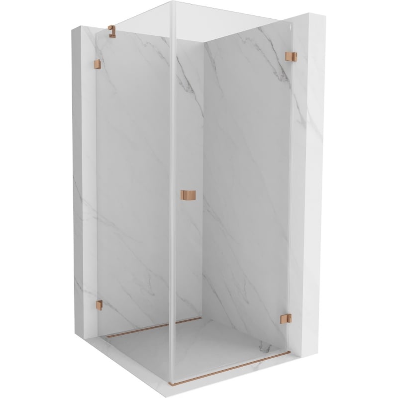 Mexen Lunar-B Duschkabine schwenkbar rechts 80 x 80 cm, transparent, gebürstetes Kupfer - 832-080-080-65-00-P