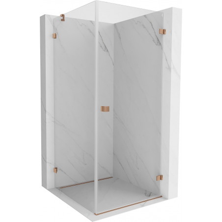 Mexen Lunar-B Duschkabine schwenkbar rechts 80 x 80 cm, transparent, gebürstetes Kupfer - 832-080-080-65-00-P