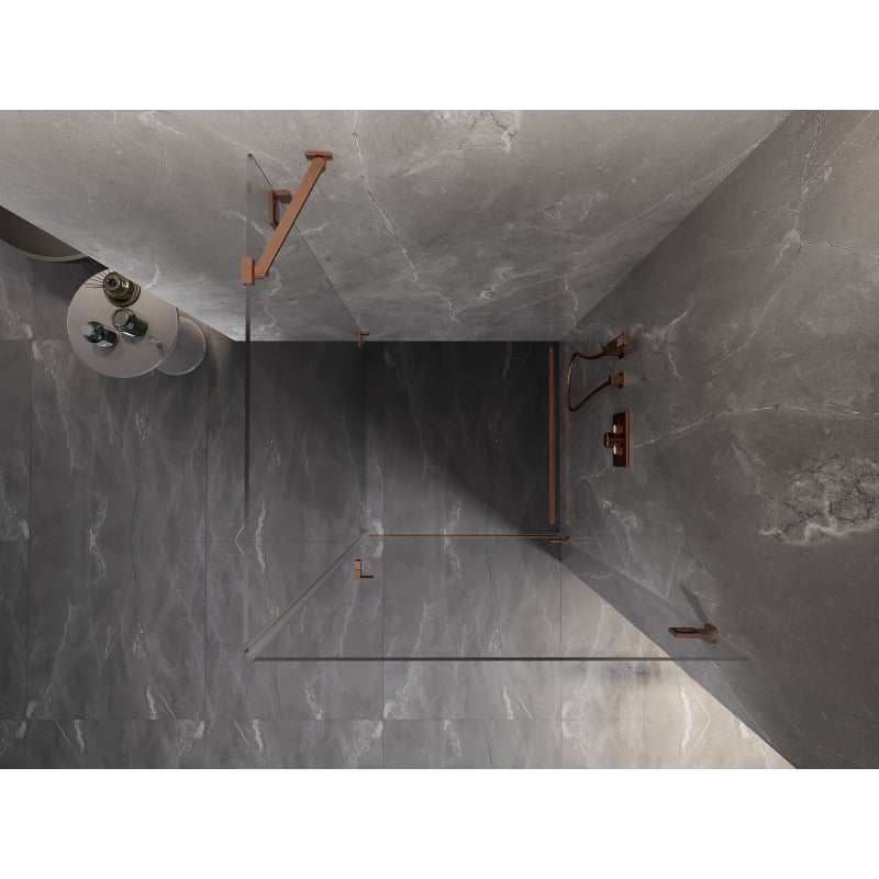 Mexen Lunar-B Duschkabine schwenkbar rechts 80 x 80 cm, transparent, gebürstetes Kupfer - 832-080-080-65-00-P
