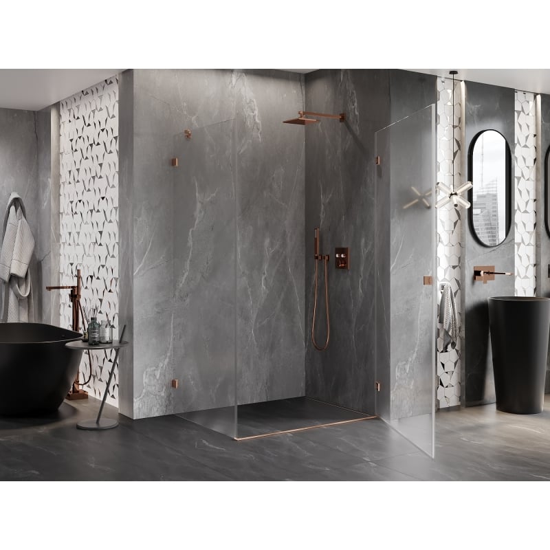 Mexen Lunar-B Duschkabine rechts öffnend 95 x 80 cm, transparent, gebürstetes Kupfer - 832-095-080-65-00-P