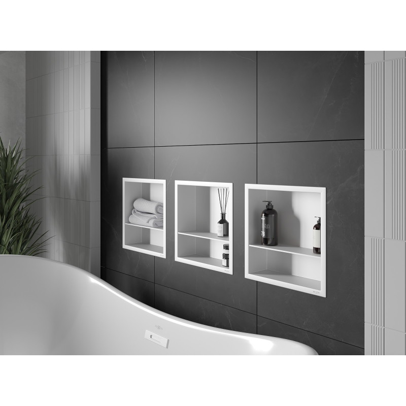 Mexen X-Wall-R Nischenregal mit Flansch und Regal 30 x 30 cm, weiß - 1920303010S