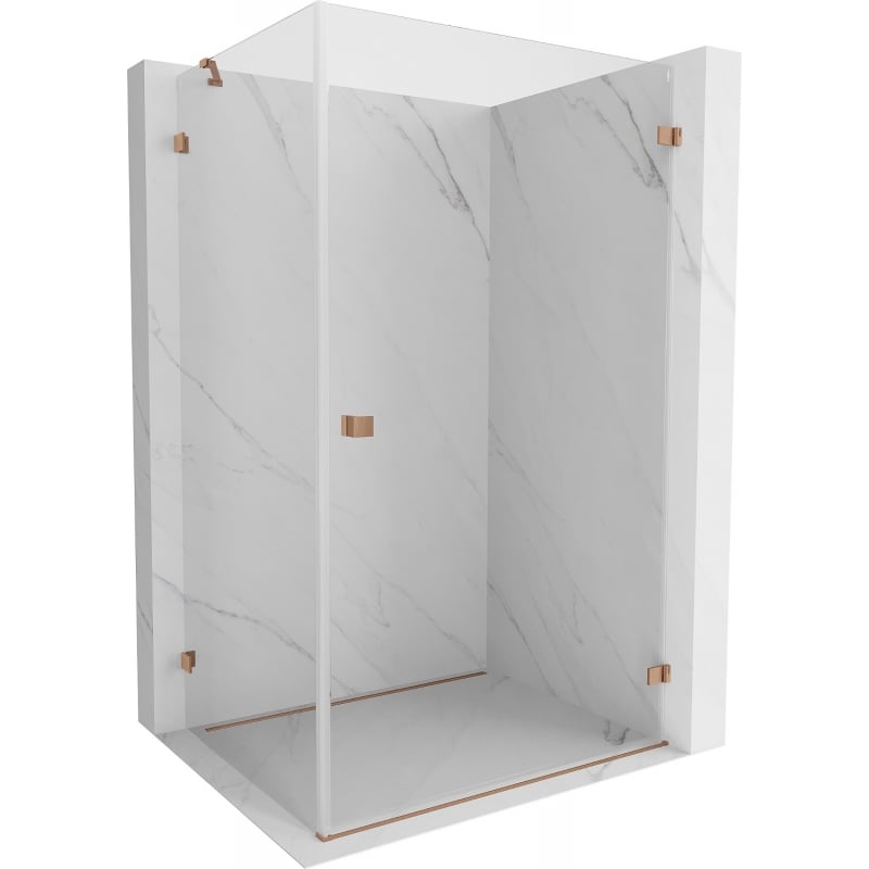 Mexen Lunar-B Duschkabine schwenkbar rechts 100 x 80 cm, transparent, gebürstetes Kupfer - 832-100-080-65-00-P