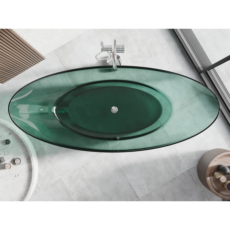 Mexen Vea freistehende transparente Teal-Wanne 180 x 80 cm, Chromstöpsel - 58091808011