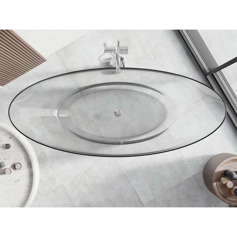 Mexen Vea Wanne freistehend transparent 180 x 80 cm, Stopfen Chrom - 58091808008