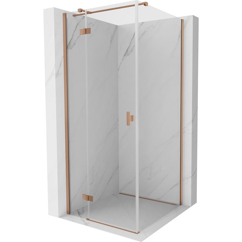 Mexen Mist-H T Duschkabine schwenkbar links 110 x 110 cm, transparent, gebürstetes Kupfer - 8A5T-110-110-65-00-L