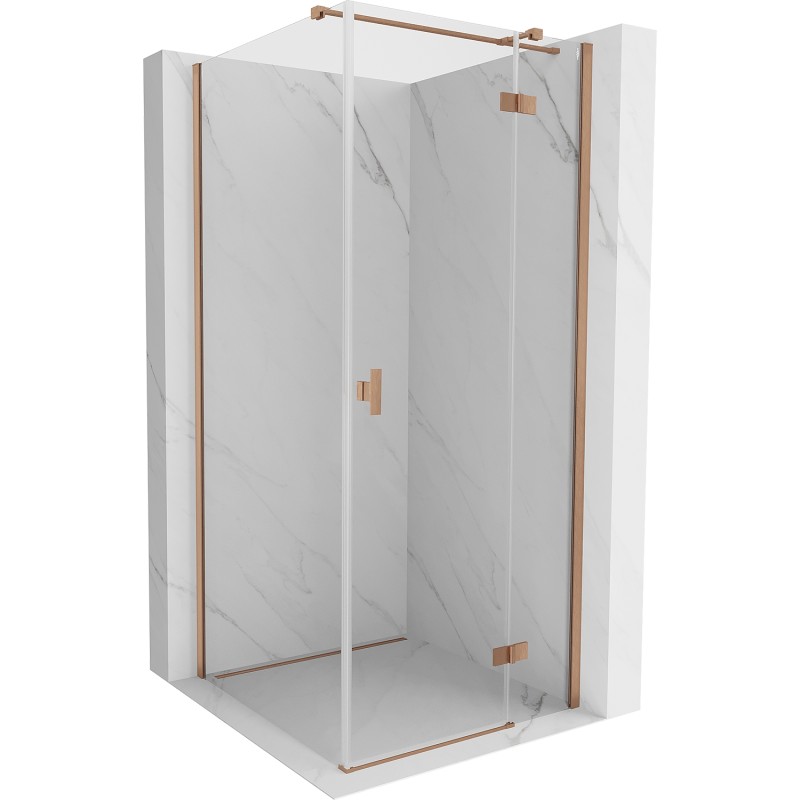 Mexen Mist-H T Duschkabine, rechts angeschlagen, 120 x 120 cm, transparent, gebürstetes Kupfer - 8A5T-120-120-65-00-P