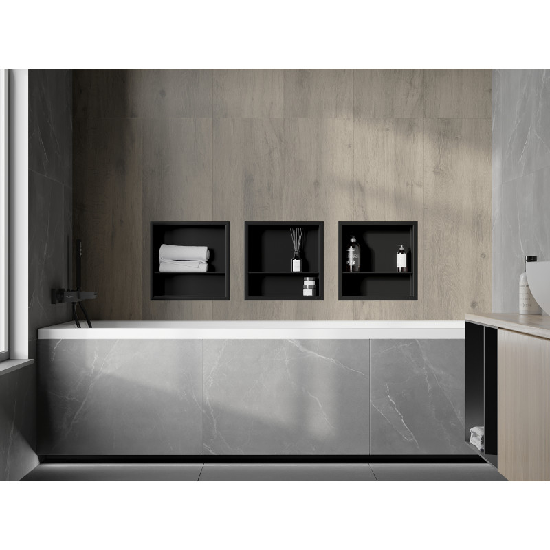 Mexen X-Wall-R Nischentablett mit Flansch und Ablage 30 x 30 cm, schwarz - 1970303010S