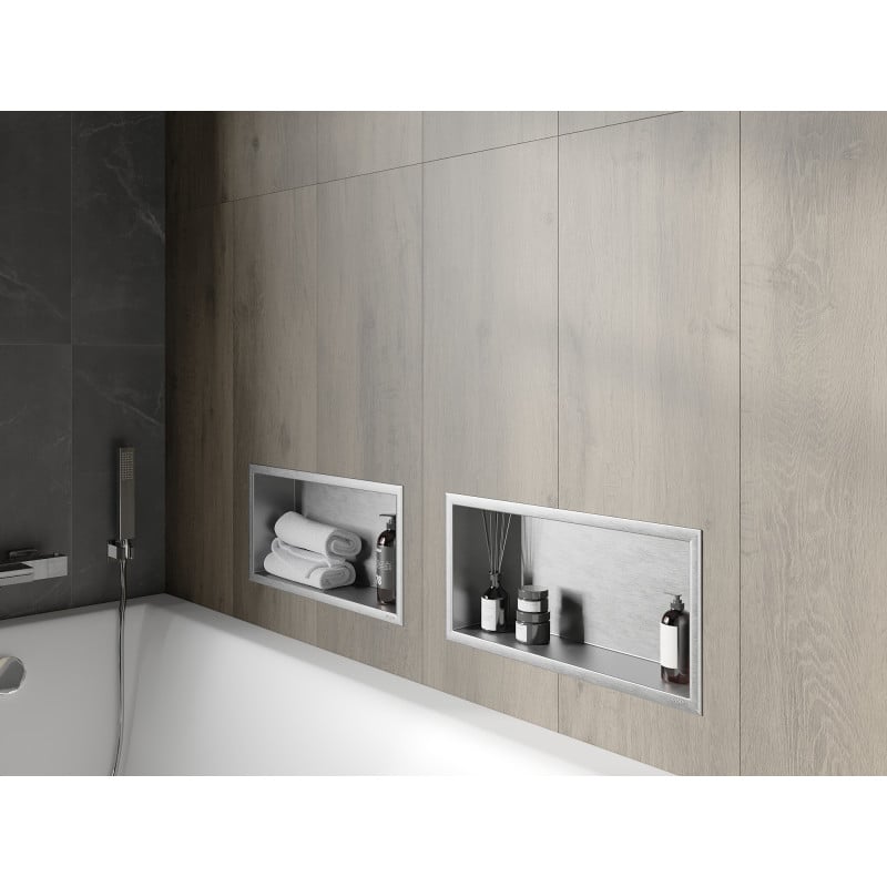 Mexen X-Wall-R Nischenregal mit Flansch 45 x 20 cm, Inox - 1910452010