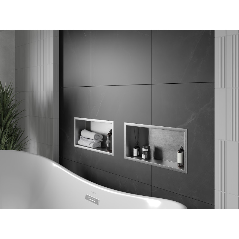 Mexen X-Wall-R Nischenregal mit Flansch 45 x 20 cm, Inox - 1910452010
