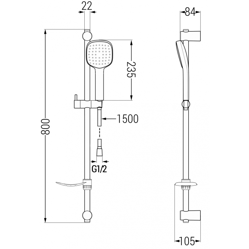 Mexen DF33 verstellbares Duschset, Chrom - 785334582-00