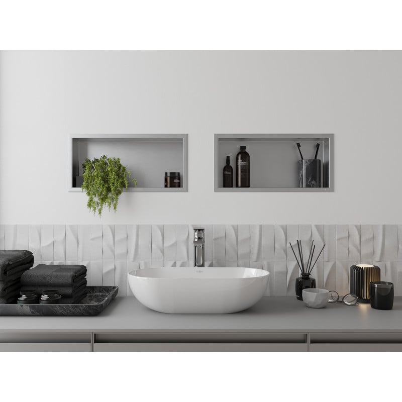 Mexen X-Wall-R Nischenregal mit Flansch 45 x 20 cm, Inox - 1910452010