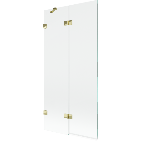Mexen Lunar Duschwand 2-flügelig links 90 x 150 cm, transparent, gold - 897-090-100-50-00-L