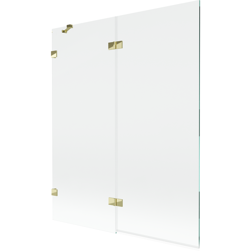 Mexen Lunar zweiteilige linke Duschwand 140 x 150 cm, transparent, gold - 897-140-100-50-00-L