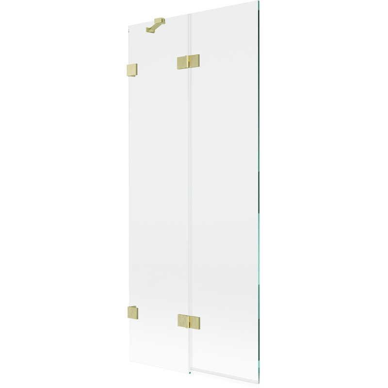 Mexen Lunar Duschabtrennung 2-flügelig links 80 x 150 cm, transparent, gebürstetes Gold - 897-080-100-55-00-L