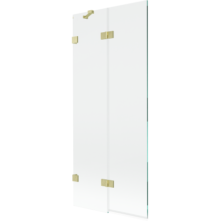 Mexen Lunar Duschabtrennung 2-flügelig links 80 x 150 cm, transparent, gebürstetes Gold - 897-080-100-55-00-L