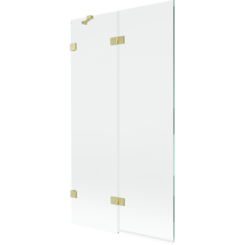 Mexen Lunar Badewannenabtrennung 2-flügelig links 100 x 150 cm, transparent, gold gebürstet - 897-100-100-55-00-L