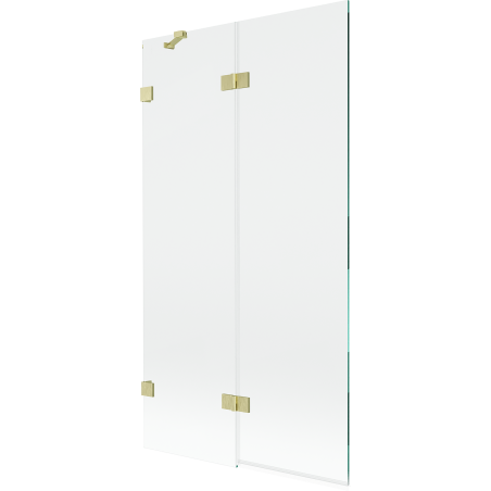 Mexen Lunar Badewannenabtrennung 2-flügelig links 100 x 150 cm, transparent, gold gebürstet - 897-100-100-55-00-L