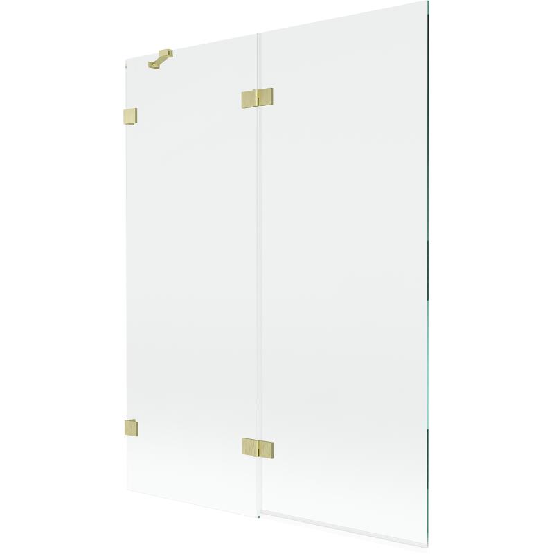 Mexen Lunar Duschabtrennung 2-flügelig links 130 x 150 cm, transparent, gebürstetes Gold - 897-130-100-55-00-L