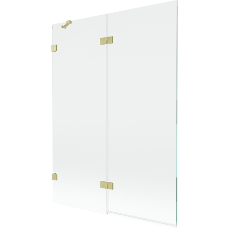Mexen Lunar Duschabtrennung 2-flügelig links 130 x 150 cm, transparent, gebürstetes Gold - 897-130-100-55-00-L