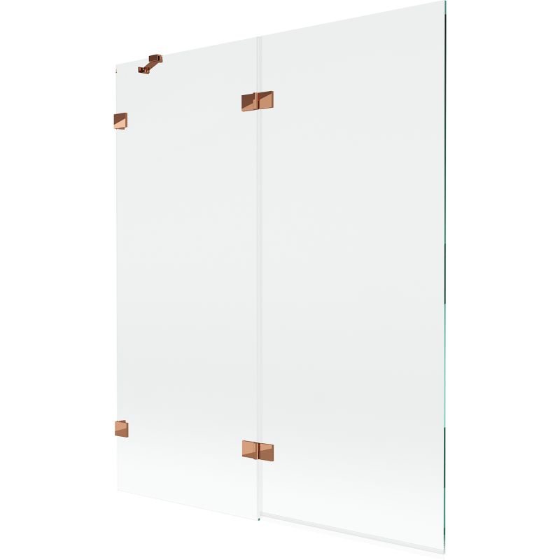 Mexen Lunar Duschabtrennung 2-flügelig links 140 x 150 cm, transparent, Roségold - 897-140-100-60-00-L
