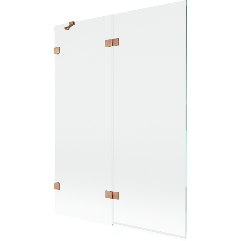 Mexen Lunar Duschabtrennung 2-flügelig links 130 x 150 cm, transparent, gebürstetes Kupfer - 897-130-100-65-00-L