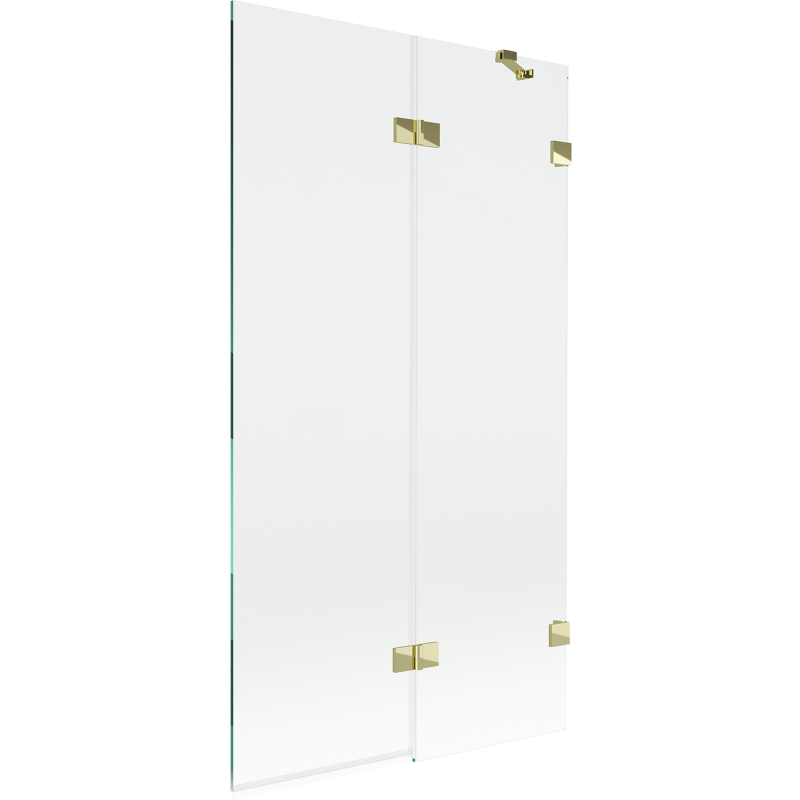 Mexen Lunar Badewannenfaltwand 2-flügelig rechts 100 x 150 cm, transparent, gold - 897-100-100-50-00-P