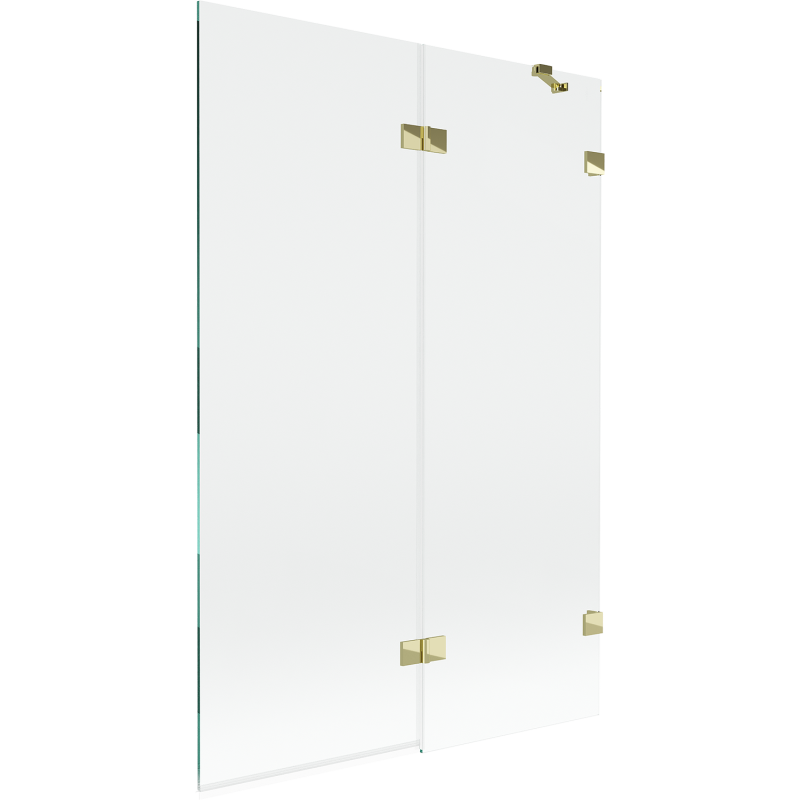 Mexen Lunar Duschwand 2-flügelig rechts 120 x 150 cm, transparent, gold - 897-120-100-50-00-P