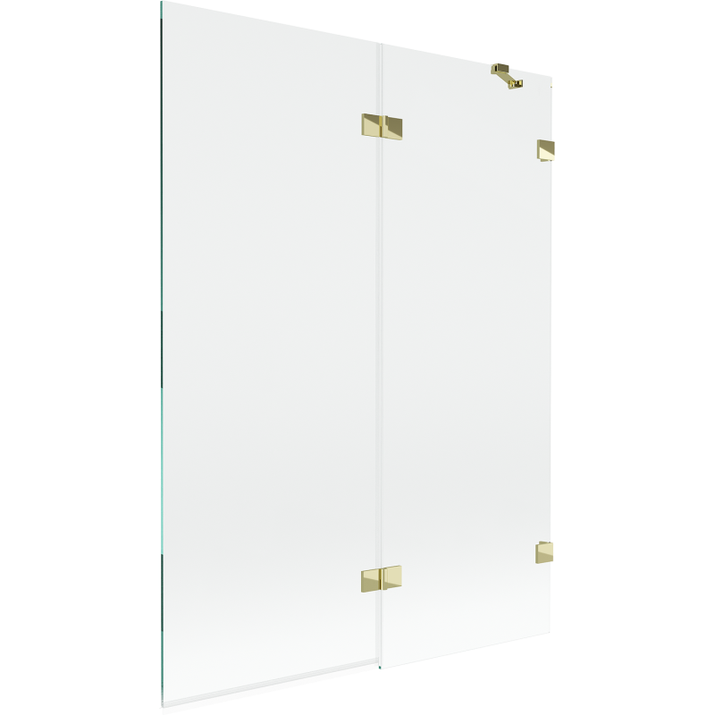 Mexen Lunar Duschabtrennung 2-flügelig rechts 130 x 150 cm, transparent, gold - 897-130-100-50-00-P