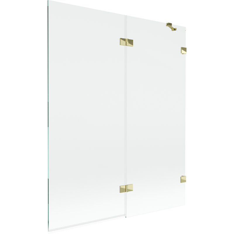 Mexen Lunar Badewannen-Faltwand 2-teilig rechts 140 x 150 cm, transparent, gold - 897-140-100-50-00-P