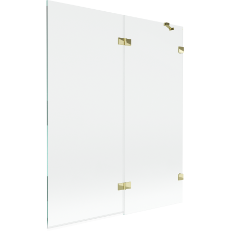 Mexen Lunar Badewannen-Faltwand 2-teilig rechts 140 x 150 cm, transparent, gold - 897-140-100-50-00-P