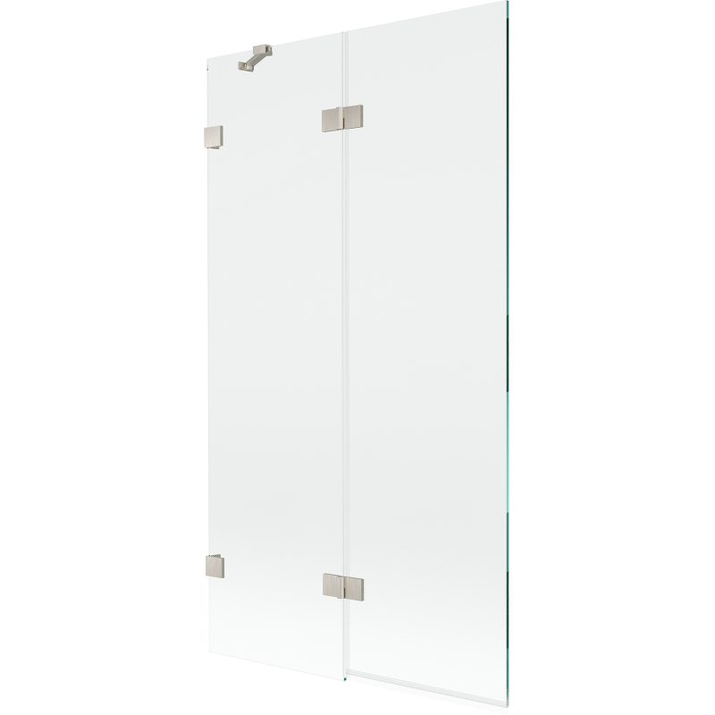 Mexen Lunar 2-flügelige Badewannenwand links 100 x 150 cm, transparent, gebürsteter Nickel - 897-100-100-97-00-L