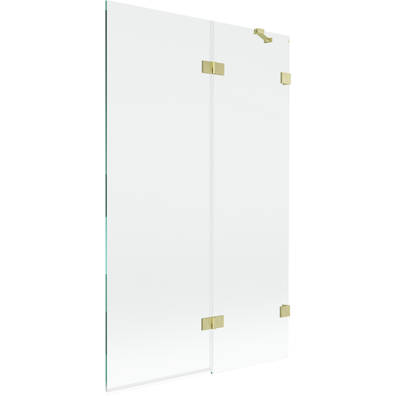 Mexen Lunar Badewannenabtrennung 2-flügelig rechts 110 x 150 cm, transparent, gebürstet gold - 897-110-100-55-00-P