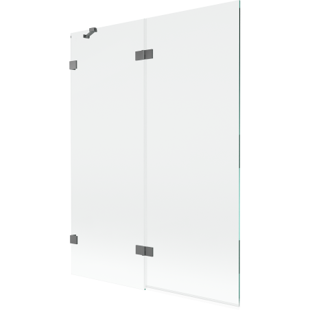 Mexen Lunar Badewannen-Paravent 2-flügelig links 130 x 150 cm, transparent, Gun Metal - 897-130-100-95-00-L