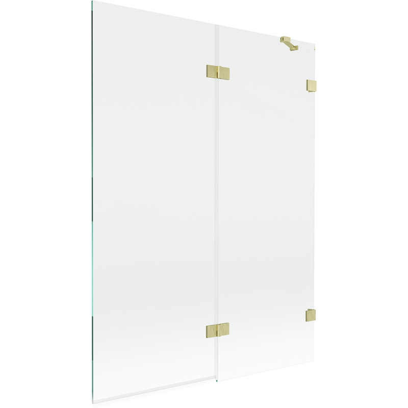 Mexen Lunar Duschabtrennung 2-flügelig rechts 130 x 150 cm, transparent, gebürstet gold - 897-130-100-55-00-P