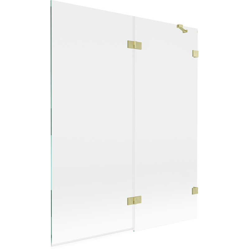 Mexen Lunar Badewannenabtrennung 2-flügelig rechts 140 x 150 cm, transparent, gold gebürstet - 897-140-100-55-00-P