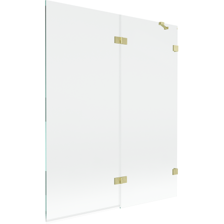 Mexen Lunar Badewannenabtrennung 2-flügelig rechts 140 x 150 cm, transparent, gold gebürstet - 897-140-100-55-00-P