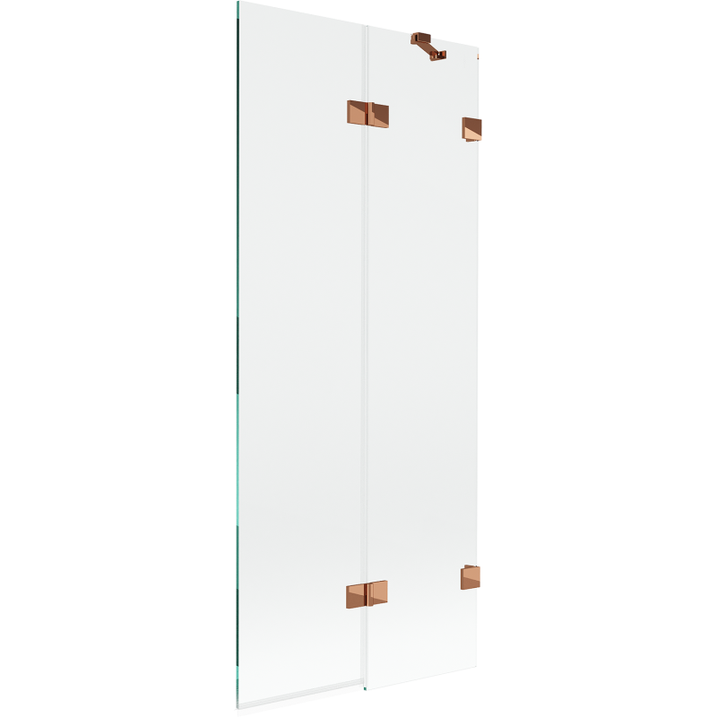 Mexen Lunar Badewannenabtrennung 2-flügelig rechts 80 x 150 cm, transparent, Roségold - 897-080-100-60-00-P