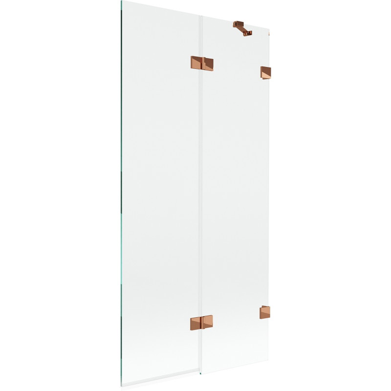 Mexen Lunar Badewannenabtrennung 2-flügelig rechts 90 x 150 cm, transparent, Rosa Gold - 897-090-100-60-00-P