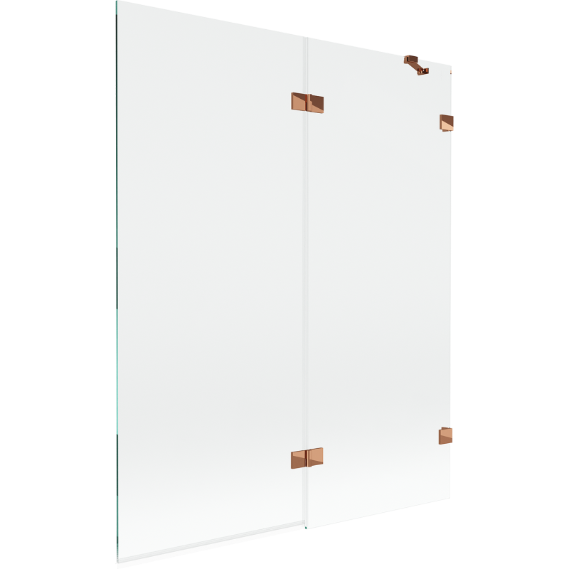 Mexen Lunar Duschwand 2-flügelig rechts 140 x 150 cm, transparent, Roségold - 897-140-100-60-00-P