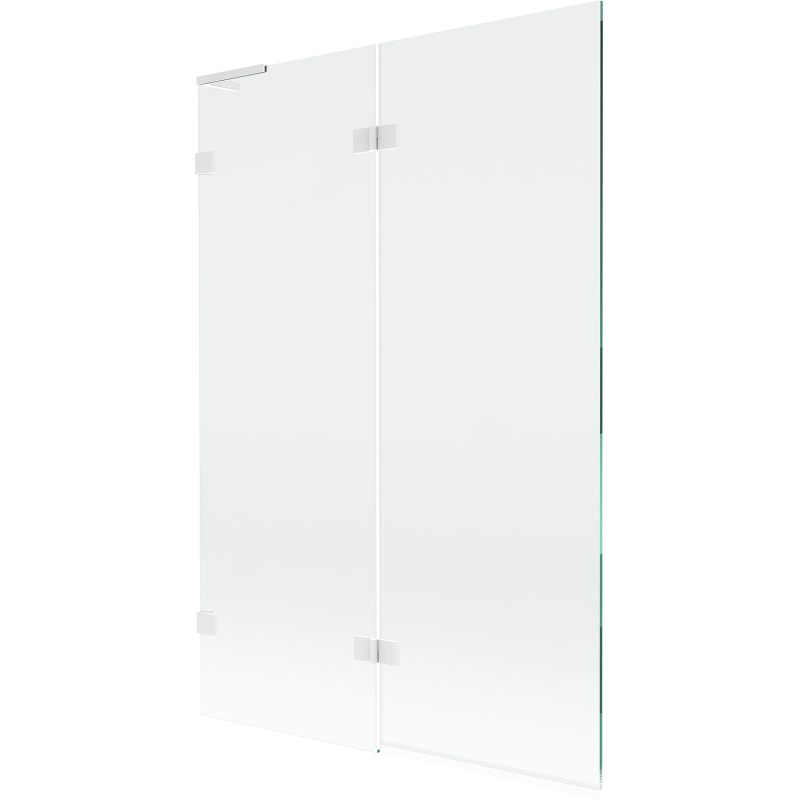 Mexen Lunar L Badewannenaufsatz 2-flügelig links 120 x 150 cm, transparent, weiß - 897L-120-100-20-00-L