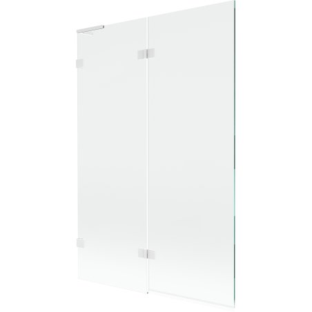 Mexen Lunar L Badewannenaufsatz 2-flügelig links 120 x 150 cm, transparent, weiß - 897L-120-100-20-00-L