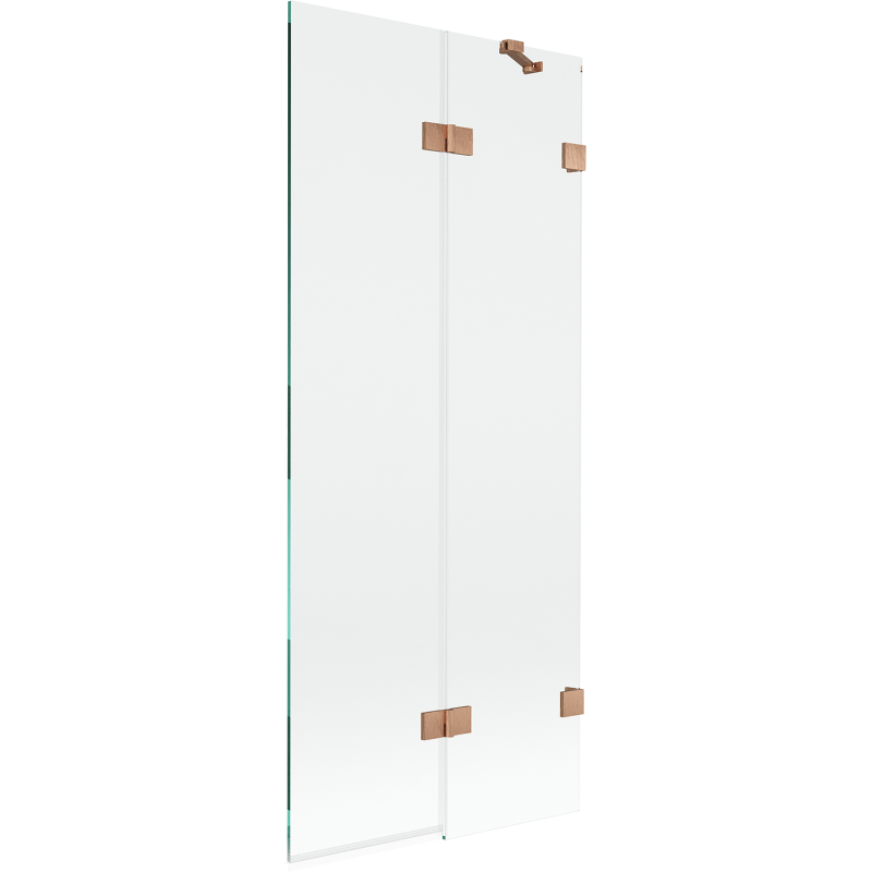 Mexen Lunar Duschabtrennung 2-flügelig rechts 80 x 150 cm, transparent, gebürstetes Kupfer - 897-080-100-65-00-P