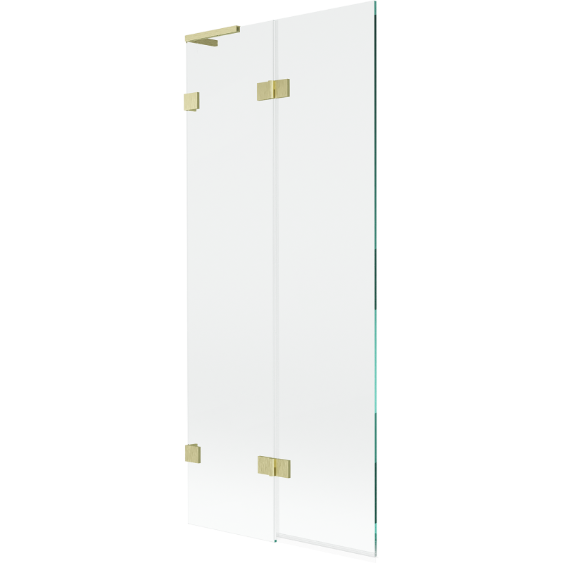 Mexen Lunar L Badewannenfaltwand 2-flügelig links 80 x 150 cm, transparent, gebürstetes Gold - 897L-080-100-55-00-L