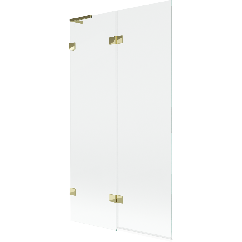 Mexen Lunar L Badewannen-Faltwand 2-flügelig links 100 x 150 cm, transparent, gold - 897L-100-100-50-00-L