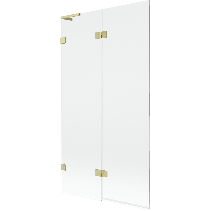 Mexen Lunar L Badewannenfaltwand 2-teilig links 100 x 150 cm, transparent, gebürstetes Gold - 897L-100-100-55-00-L